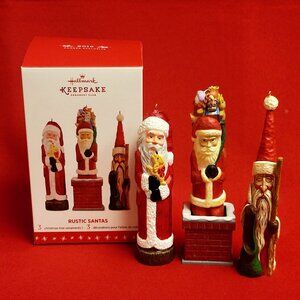 Hallmark Christmas Ornament Rustic Santas 2016 Set of 3